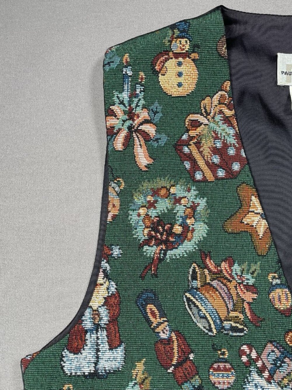 Paul Harris Design USA Green Christmas Holiday Printed Vest - Women Size Small - Picture 3 of 16